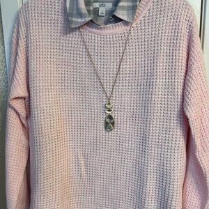 Jones New York Light Pink Crew Neck Sweater